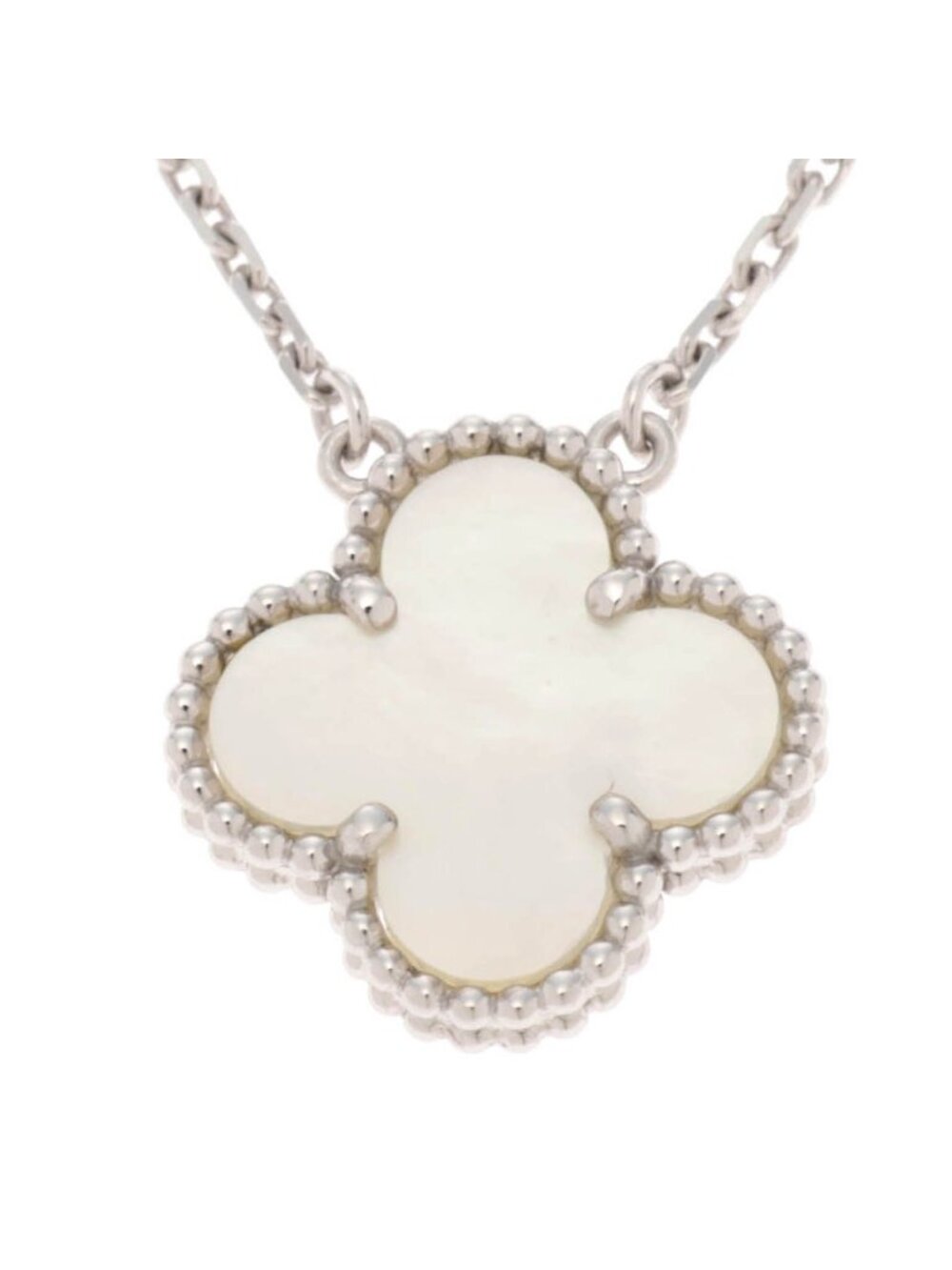 Van Cleef & Arpels Vintage Alhambra Pendant Mother of Pearl Necklace 18k White